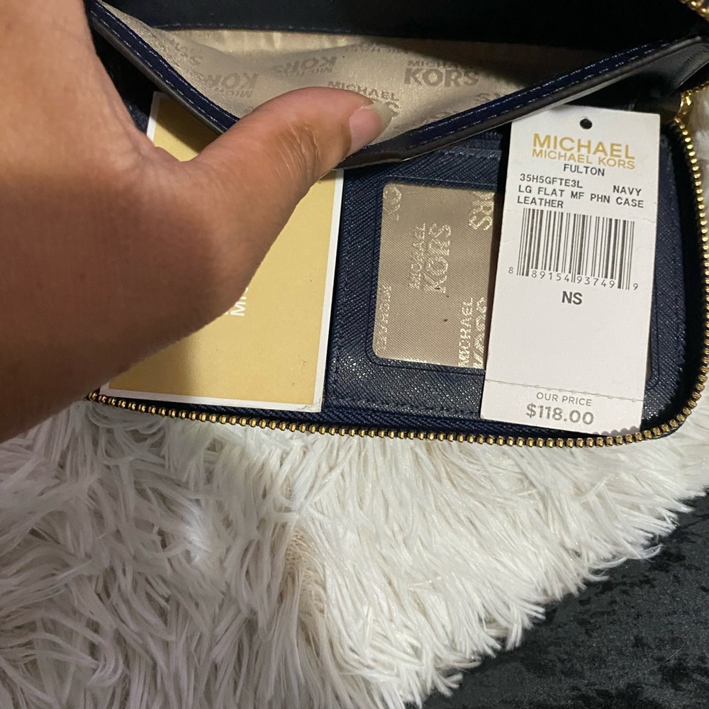 Michael Kors Blue Pebbled Leather Clutch - Picture 6 of 6
